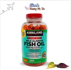 Viên uống Dầu Cá Alaska Kirkland Signature Wild Alaskan Fish Oil 1400mg 230 viên - Hỗ trợ tim mạch, tăng cường trí nhớ, làm đẹp da