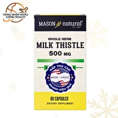 Viên uống hỗ trợ thải độc gan Mason Natural Milk Thistle 500mg - 60 viên, bổ gan và giảm men gan cho người trưởng thành