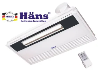 Quạt mát âm trần tích hợp thông gió Hans H20R - Thiết bị 2 trong 1 thổi mát và hút mùi, điều khiển từ xa, công suất 105W