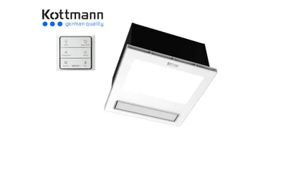 Quạt Sưởi Âm Trần Kottmann K6 5 Trong 1 - Sưởi Ấm, Sấy Khô, Thổi Gió Mát, Thông Gió Hút Mùi, Đèn LED Chiếu Sáng