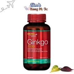Viên Uống Bổ Não Microgenics Ginkgo 7000 - Tăng Cường Trí Nhớ, Cải Thiện Tuần Hoàn Máu Não, 100 Viên, Xuất Xứ Úc