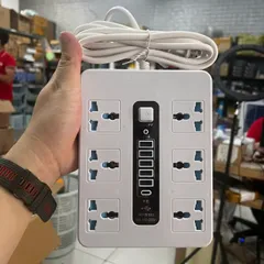 Ổ Điện Đa Năng 5 Cổng USB, 1 Cổng Type-C, 6 Ổ Cắm Dây 2M5 B163 - Sạc Nhanh Tiện Ích, Thiết Kế Gọn Nhẹ Cho Gia Đình & Du Lịch