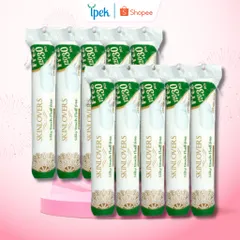 Combo 10 Bông Tẩy Trang Skinlovers 150 Miếng - Bông Cotton Tự Nhiên An Toàn Cho Mọi Loại Da, Tặng 2 Mặt Nạ Sambijo