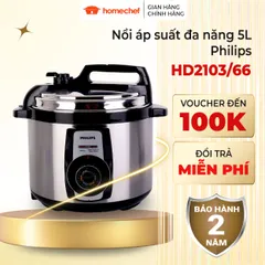 Nồi áp suất cơ Philips HD2103 - Dung tích 5L, 900W, menu nấu đa dạng, bảo hành 2 năm, món ăn nhanh gọn tiện lợi cho gia đình