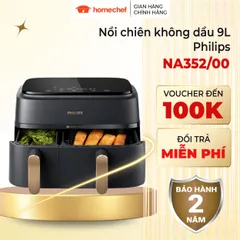 Nồi Chiên Không Dầu Philips NA352 9L - Công Nghệ Rapid Air, Hai Ngăn Độc Đáo, Bảo Hành 2 Năm, Tiết Kiệm Năng Lượng 70%