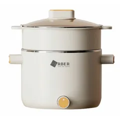 Nồi lẩu mini Arber DN06 1.5L - Nồi lẩu điện đa năng chất liệu inox 304, hấp, chiên, kho, xào - Phụ kiện xưng hấp kèm theo