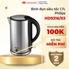 Bình Đun Nước Siêu Tốc Philips HD9316 1.7L - 1800W, Thép Không Gỉ, Bảo Hành 2 Năm, An Toàn và Tiết Kiệm Điện