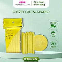 Bọt Biển Rửa Mặt Nén ChiVey Nhật Bản - Gói 12 Miếng Chăm Sóc Da Mặt, Dùng Nhiều Lần, Thân Thiện Với Da Mụn và Nhạy Cảm