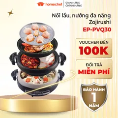 Nồi Lẩu Nướng Điện Đa Năng Zojirushi EP-PVQ30-BA - 2 Ngăn, Công Suất 1300W, Dung Tích 4.5L, Thiết Kế Hiện Đại, Bảo Hành 1 Năm