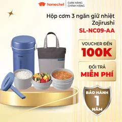 Hộp cơm giữ nhiệt 3 ngăn Zojirushi SL-NC09-AA 0.84L - Thép không gỉ, an toàn, tiện lợi cho văn phòng và dã ngoại, bảo hành 1 năm