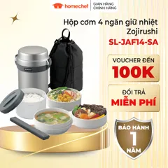 Hộp Cơm Giữ Nhiệt Zojirushi 4 Ngăn SL-JAF14-SA - 1.27L, Thép Không Gỉ, Tiện Lợi Giữ Nóng Lạnh, Bảo Hành 12 Tháng