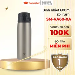 Bình Giữ Nhiệt Zojirushi 600ml SM-VA60-XA - Thép Không Gỉ, Giữ Được Nóng Lạnh, Tiện Dụng Cho Đi Học Đi Làm, Bảo Hành 1 Năm Chính Hãng