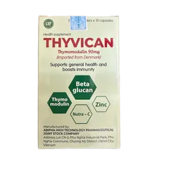 Viên Uống Thyvican Bổ Sung Thymomodulin, Kẽm, Vitamin C - Hỗ Trợ Tăng Cường Sức Đề Kháng Cho Cơ Thể - 60 Viên