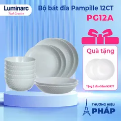 Bộ bát đĩa thủy tinh Luminarc Pampille 12 chi tiết PG12A - Chất liệu an toàn, cổ điển và hiện đại cho bếp nhà bạn