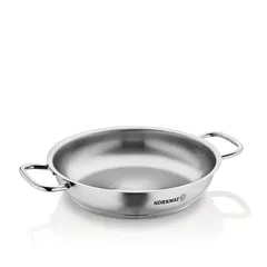 Chảo inox 18/10 Korkmaz Proline 24cm - 1.8L Chính Hãng Thổ Nhĩ Kỳ, Quai 2 Bên Chắc Chắn, Dùng Cho Bếp Từ, Dễ Dàng Vệ Sinh
