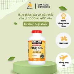 Viên uống Dầu cá Kirkland Signature Fish Oil 1000mg 400 viên - Tăng cường trí nhớ, bảo vệ tim mạch, hàng nhập khẩu Mỹ