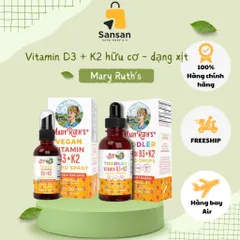 Xịt Dưỡng Vitamin D3 K2 Hữu Cơ Mary Ruth's 30ml - Tăng Cường Miễn Dịch và Phát Triển Chiều Cao cho Trẻ Em