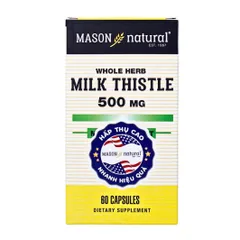 Viên uống Hỗ trợ Thải độc Gan Mason Natural Milk Thistle 500mg - Bảo vệ và Tăng cường Chức năng Gan, 60 Viên