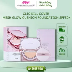 Phấn Nước Cushion Clio Kill Cover Mesh Glow SPF50+ PA++++ - Che Phủ Hoàn Hảo, Dưỡng Ẩm Da Tươi Sáng, Tặng Kèm Lõi 15g