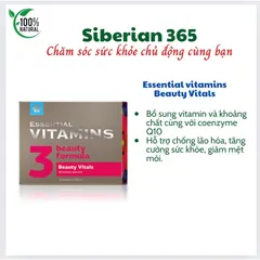Thực phẩm bảo vệ sức khỏe Essential Vitamins 3 - Vitamin Beauty Vitals Siberian 30 viên - Hỗ trợ chống lão hóa và tăng cường sức khỏe