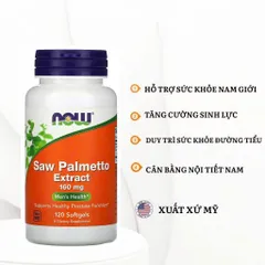 Viên uống Saw Palmetto Extract NOW Foods - Hỗ trợ sức khỏe nam giới, tuyến tiền liệt, giảm rụng tóc, thực phẩm bổ sung cho người ăn chay