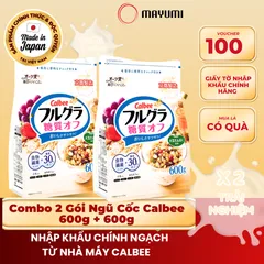 [Combo 2 Gói] Calbee Ngũ Cốc Trái Cây Ít Đường 600g  – Gói Trắng Chính Hãng, Ăn Sáng Healthy [DATE T12/2026]