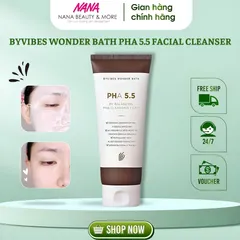 Sữa Rửa Mặt BYVIBES Wonder Bath PHA 5.5 - Tẩy Tế Bào Chết, Làm Sạch Sâu, Cung Cấp Độ Ẩm, 130ml - Chăm Sóc Da Mặt Hàn Quốc