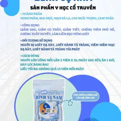 Bình Vị Nam Hỗ Trợ Tiêu Hóa - Viên Uống 100 Viên - Dùng Cho Người Lớn và Trẻ Em 6-12 Tuổi - Thông Tiêu Hóa Tốt Hơn
