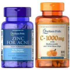 Combo Viên uống ngừa mụn, giảm mụn, làm mờ vết thâm zinc & vitamin C 389347