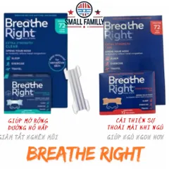Miếng Dán Chống Ngáy Breathe Right 72 Miếng - Giúp Ngủ Ngon Hơn, Giảm Nghẹt Mũi, Dành Cho Da Nhạy Cảm và Thường