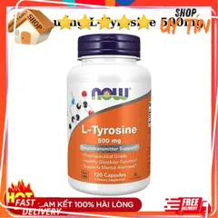 Viên uống L-Tyrosine Now 500mg - Hỗ trợ giảm căng thẳng, cải thiện trí nhớ - 120 viên bổ não từ Mỹ