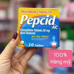 Viên uống Pepcid AC Maximum Strength 20mg 50 viên - Hỗ trợ giảm axit dạ dày, ợ nóng, trào ngược nhanh chóng và hiệu quả