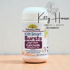 Viên uống canxi tảo biển đỏ Kids Smart Bursts Nature's Way Úc - Giúp trẻ phát triển chiều cao tự nhiên, bổ sung vitamin D3 & K2, 30 viên