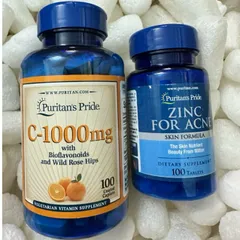 Combo Viên uống ngừa mụn, giảm mụn, làm mờ vết thâm zinc & vitamin C 391259