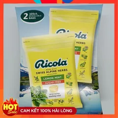 (Túi 105 vien ) Kẹo Ngậm ho không đường Ricola LemonMint sugar free