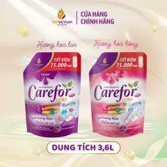 Nước Giặt Xả Vải Carefor 3.6L - Giặt Sạch, Diệt Khuẩn 99.99%, Lưu Hương Dài Lâu, An Toàn Cho Da Nhạy Cảm