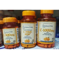 Viên Vitamin C Puritan's Pride 1000mg & C-500mg - Bổ sung miễn dịch, Làm đẹp da, Hỗ trợ sức khỏe 100 viên