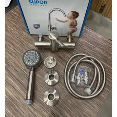 Bộ vòi hoa sen SUPOR 250803-02-LS - Inox 304 Tăng Áp, Chống Gỉ, Thiết Kế Hiện Đại - Dễ Dàng Vệ Sinh, Đảm Bảo An Toàn Sức Khỏe