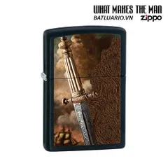 Bật Lửa Zippo 28305 - Sword of War Black Matte, Bật Lửa Chống Gió Cao Cấp, Quà Tặng Độc Đáo Cho Người Yêu Thích Sưu Tầm