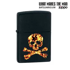 Bật Lửa Zippo 28044 - Mẫu Flaming Skull và Cross Bones Đen Mờ - Quà Tặng Nhân Dịp Đặc Biệt cho Fan Hâm Mộ