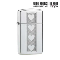 Bật Lửa Zippo Slim Heart Bóng Crôm 28476 - Bật Lửa Chất Lượng, Quà Tặng Lý Tưởng Cho Fan Zippo