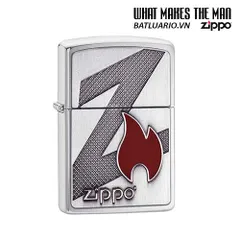 Zippo 29104 - Bật Lửa Brushed Chrome Họa Tiết Lửa Z - Quà Tặng Độc Đáo Cho Người Sành Điệu