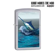 Bật Lửa Zippo 28444 Blue Marlin Satin Chrome - Bật Lửa Chính Hãng, Quà Tặng Nam Độc Đáo, Phong Cách Thể Thao