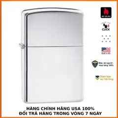 Bật Lửa Zippo 250 - Thiết Kế Classic High Polished Chrome Bạc Trắng Bóng, Bảo Hành Trọn Đời, Món Quà Thời Thượng Cho Người Sử Dụng