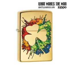 Bật Lửa Zippo 49125 - Thiết Kế Graffiti Clover Bằng Đồng Bóng Sang Trọng - Quà Tặng Hoàn Hảo Cho Người Yêu Thích Zippo