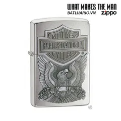 Zippo 200HD.H284 - Bật Lửa Chrome Xước Mạ Đầu Đại Bàng - Hàng Nhập Khẩu Từ Mỹ, Quà Tặng Độc Đáo Cho Fan Zippo