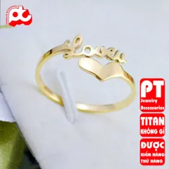 Nhẫn titan nữ freesize chữ Love cách điệu tim cao cấp thép không gỉ titanium trangsucpt 400526