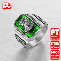 Nhẫn nam inox cao cấp thời trang titan thép không gỉ sư tử 1973 trangsucpt đá xanh lá PTNNA212 400544