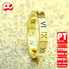 Nhẫn titan nữ số la mã cách điệu cao cấp thép không gỉ titanium trangsucpt 400563