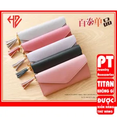 [ CỰC ĐẸP] BÓP VÍ DÀI NỮ CẦM TAY VD137 KHÓA BẤM KẾT HỢP TUA PHỤ KIỆN XINH XẮN 400622